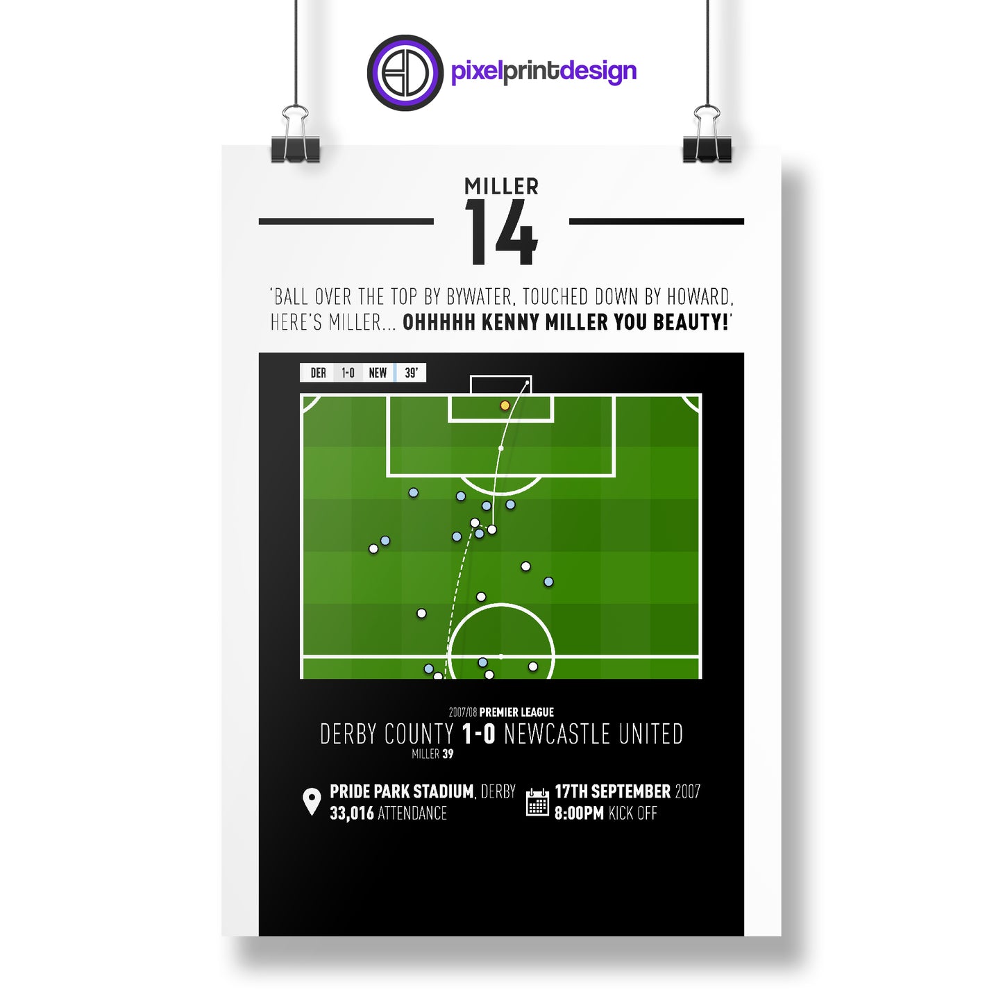 Kenny Miller | Incredible Goal (DER 1-0 NEW) Goal Print | Poster