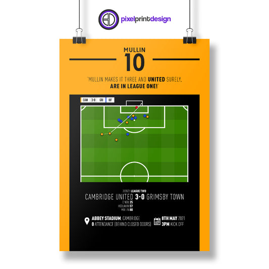 Paul Mullin | Free Kick To Secure Promotion (CAM 3-0 GRI) Goal Print | Poster