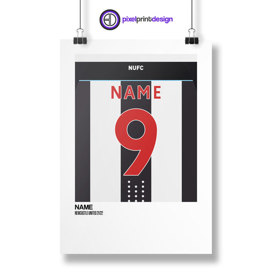 Newcastle Home Kit 21-22 | Custom Name & Number | Poster