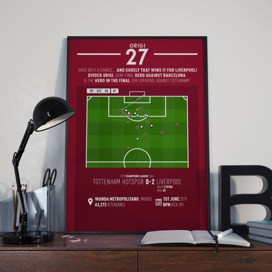 Divock Origi | Late Goal To Secure European Cup Number 6 (TOT 0-2 LIV) Goal Print | Poster