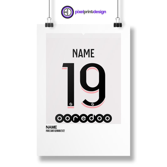 PSG Away Kit 21-22 | Custom Name & Number | Poster