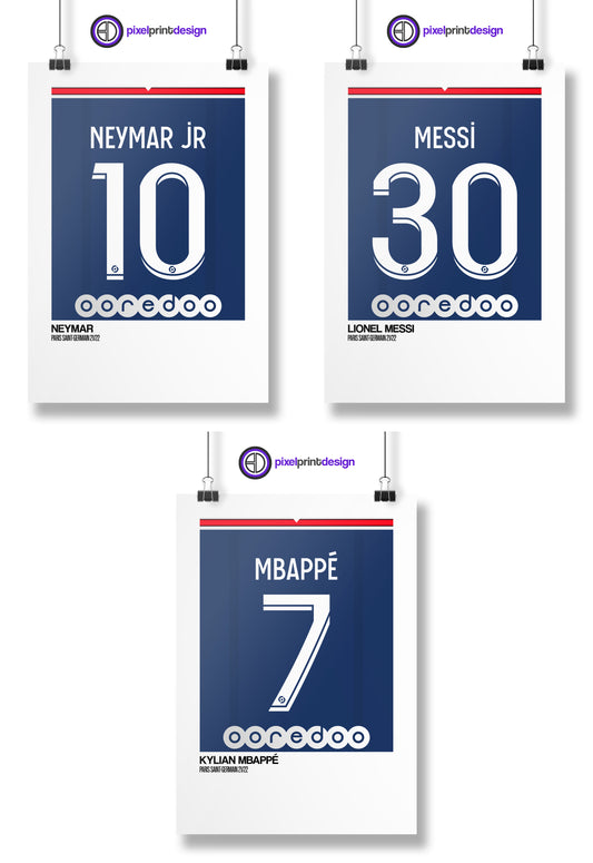 PSG Home Kit 21-22 | Messi, Neymar & Mbappe Bundle | Poster ***SPECIAL OFFER***