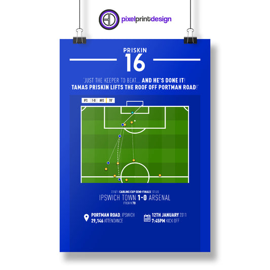 Tamas Priskin | Goal In Underdog Win (IPS 1-0 ARS) Goal Print | Poster