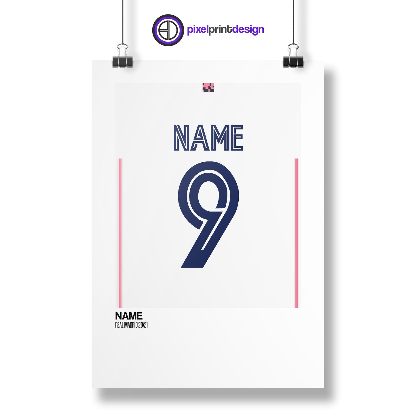 Real Madrid Home Kit 20/21 | Custom Name & Number | Poster