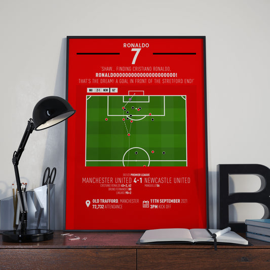 Cristiano Ronaldo | Second Goal In Second UTD Debut (MU 4-1 NEW) Goal Print | Poster