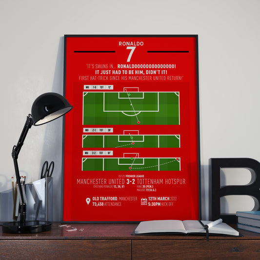 Cristiano Ronaldo | First Hat-Trick Since Return To The Club (MU 3-2 TOT) Goal Print | Poster