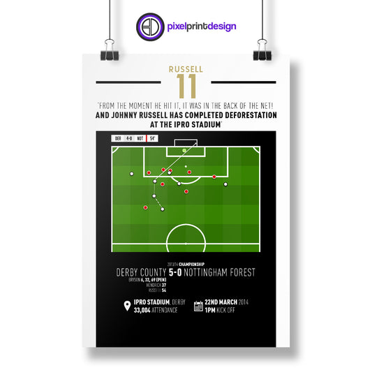 Johnny Russell | Screamer In Massive Win (DER 5-0 NOT) Goal Print | Poster