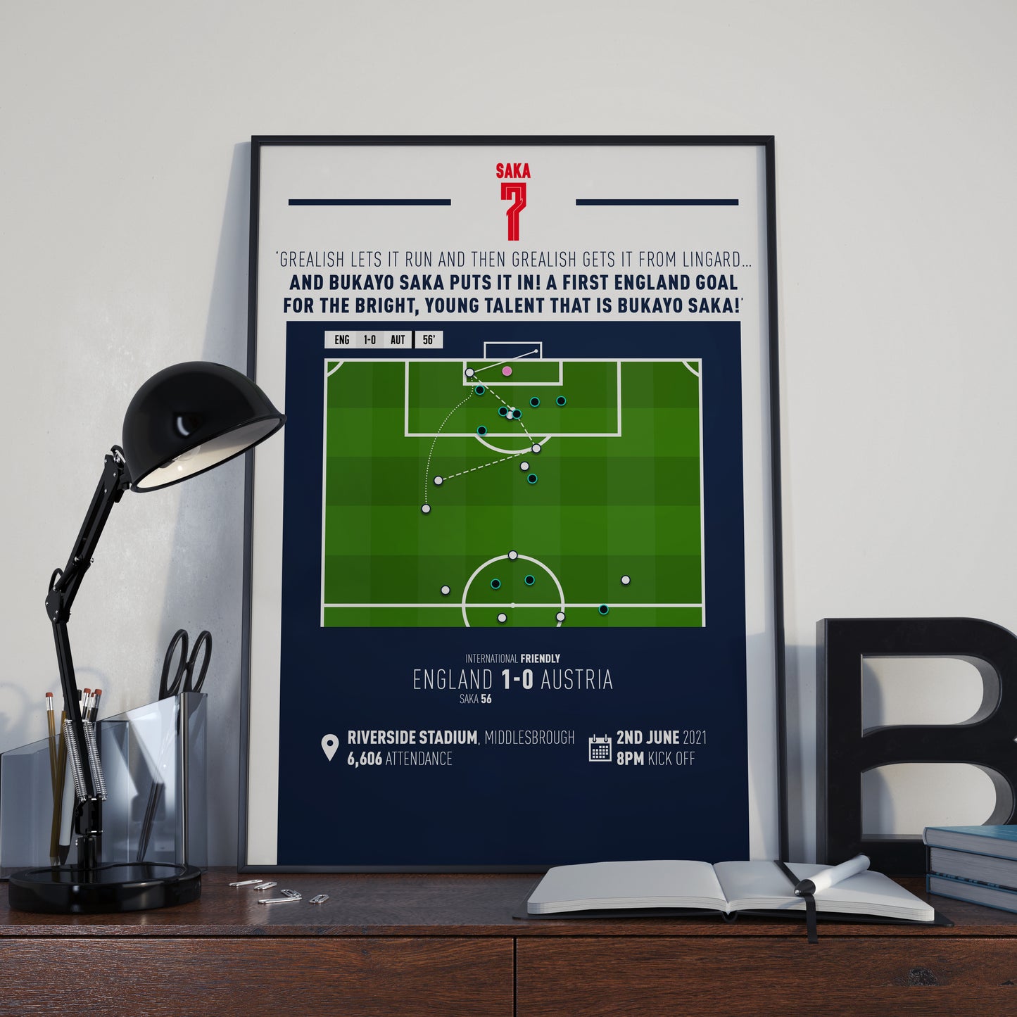 Bukayo Saka | First International Goal (ENG 1-0 AUT) Goal Print | Poster