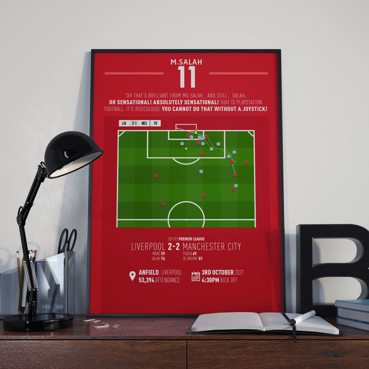 Mohamed Salah | Unbelievable Solo Goal In Huge Game (LIV 2-2 MCI) Goal Print | Poster