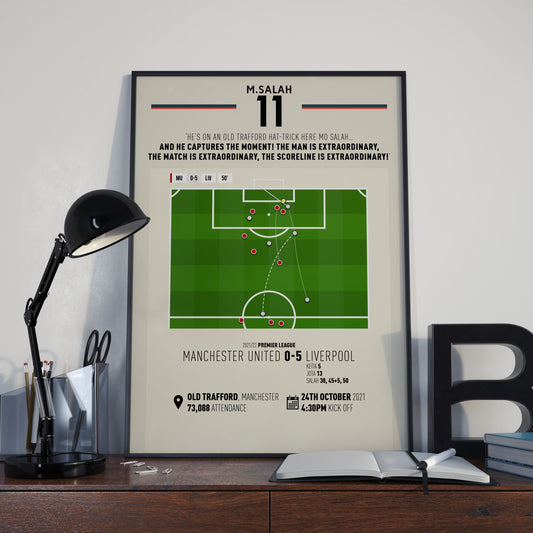 Mohamed Salah | Goal To Complete Old Trafford Hat-Trick (MU 0-5 LIV) Goal Print | Poster