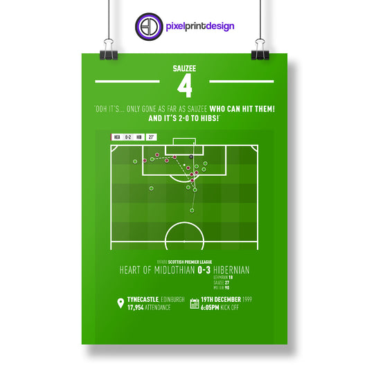 Franck Sauzee | Brilliant Strike In Edinburgh Derby (HEA 0-3 HIB) Goal Print | Poster