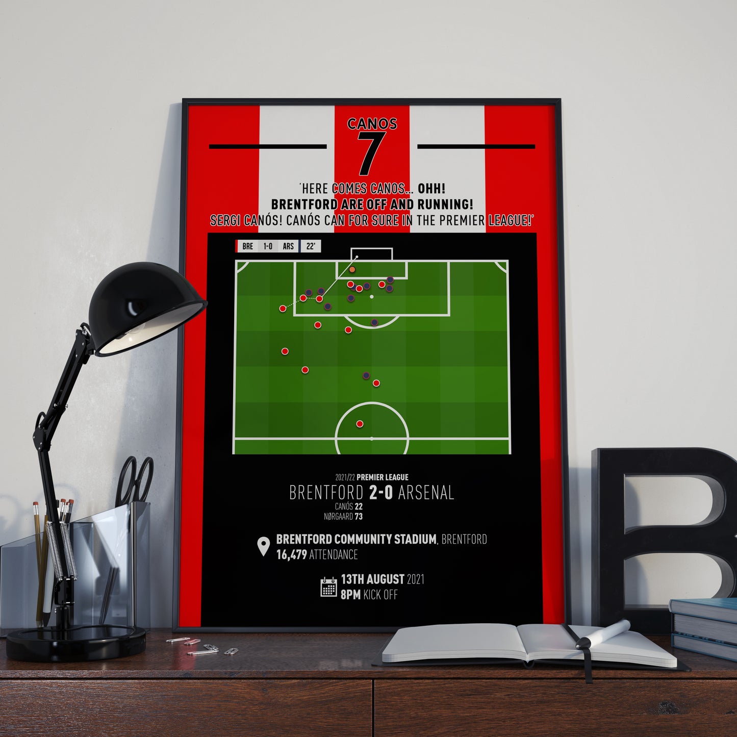 Sergi Canos | Brentford's First PL Goal In Opening Night Win (BRE 2-0 ARS) Goal Print | Poster