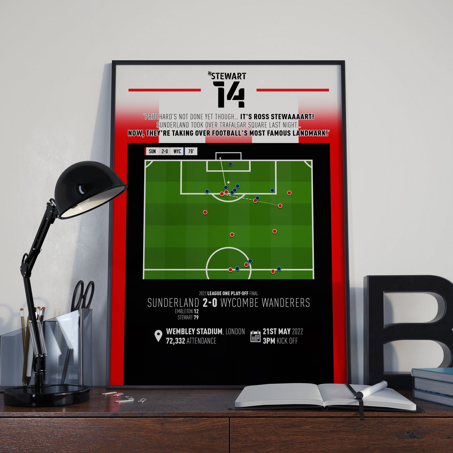 Ross Stewart | Goal To Secure Promotion In Play-Off Final (SUN 2-0 WYC) Goal Print | Poster