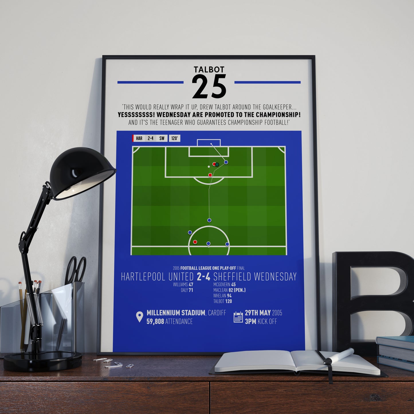 Drew Talbot | Late Goal In Play-Off Final (HAR 2-4 SW) Goal Print | Poster