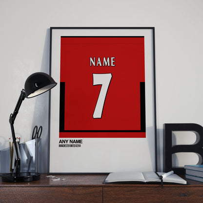 Man UTD Home Kit 02/04 | Custom Name & Number | Poster