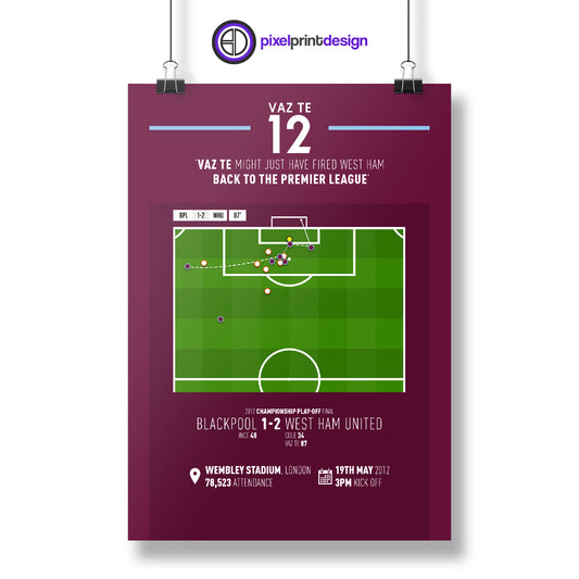 Ricardo Vaz Te | Late Winner To Secure Promotion (BPL 1-2 WHU) Goal Print | Poster