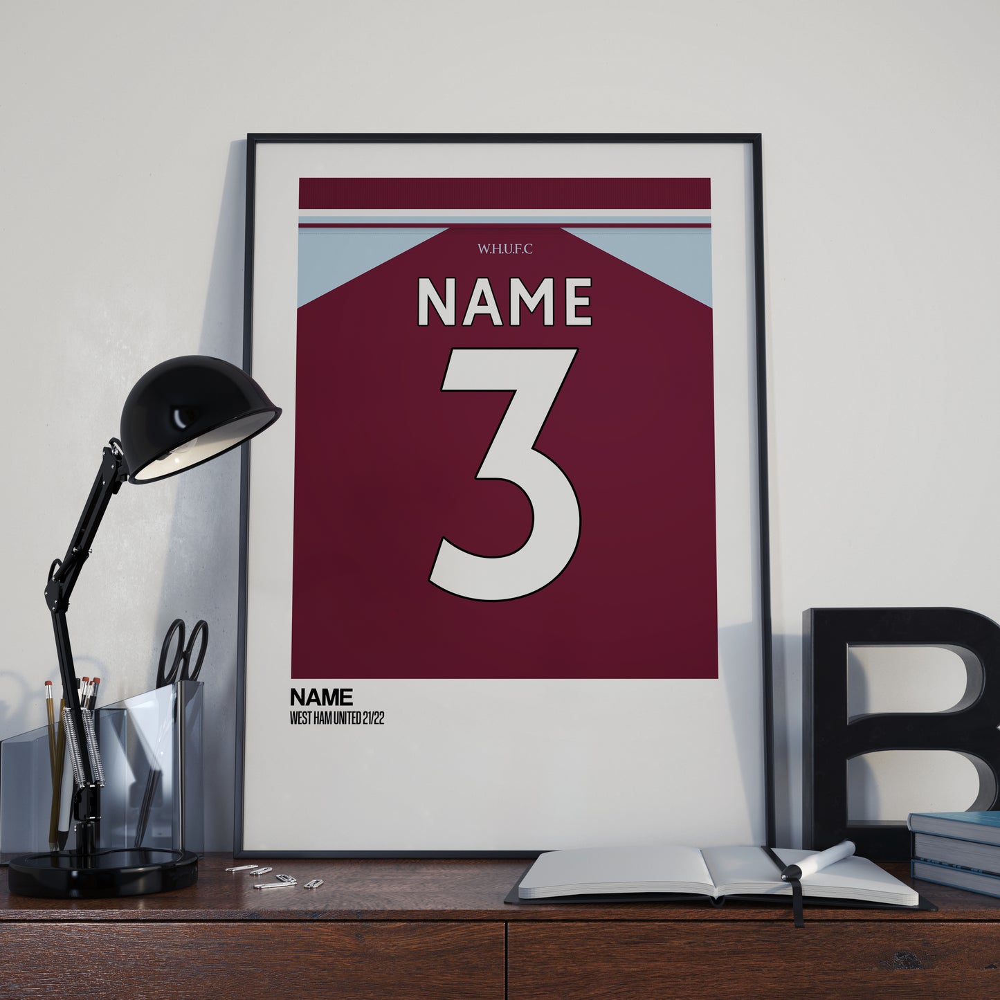 West Ham Home Kit 21-22 | Custom Name & Number | Poster