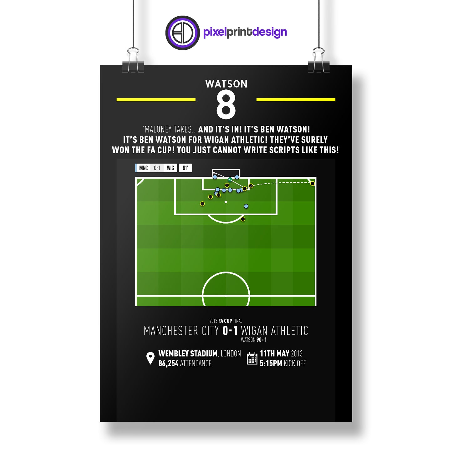 Ben Watson | Late Winner To Win Cup (MNC 0-1 WIG) Goal Print | Poster