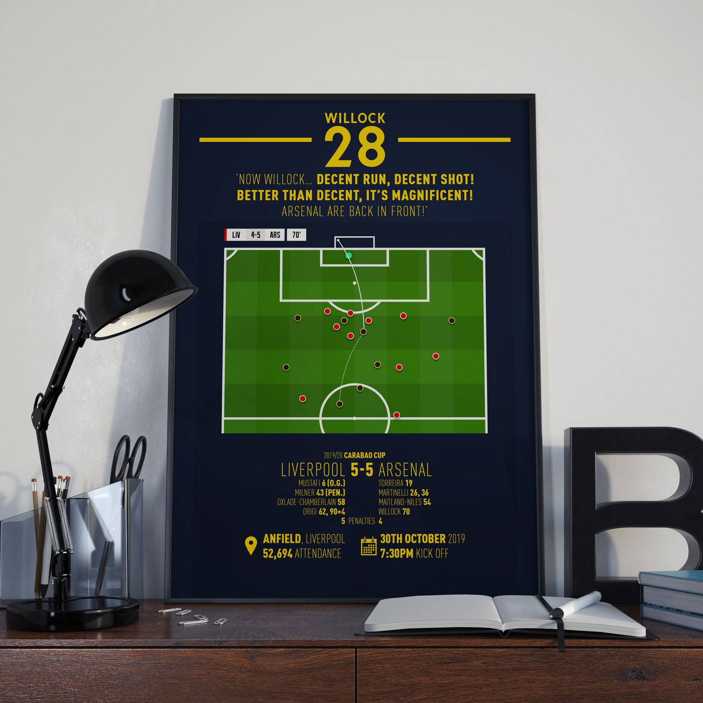 Joe Willock | Screamer In Crazy Cup Game (LIV 5-5 ARS) Goal Print | Poster