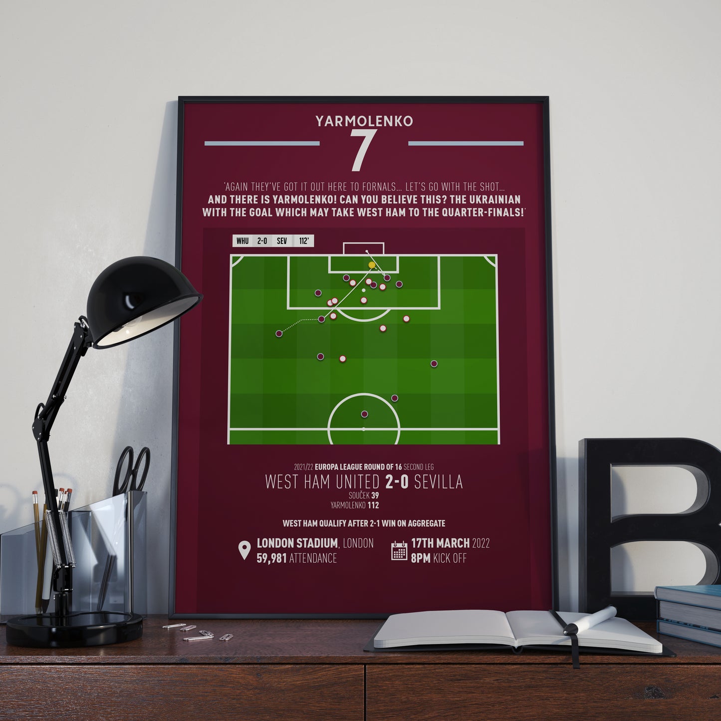 Andriy Yarmolenko | Emotional Extra Time Winner To Advance In Europe (WHU 2-0 SEV) Goal Print | Poster